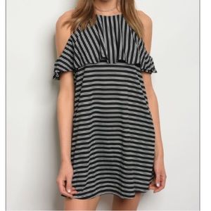 Striped cold shoulder dress